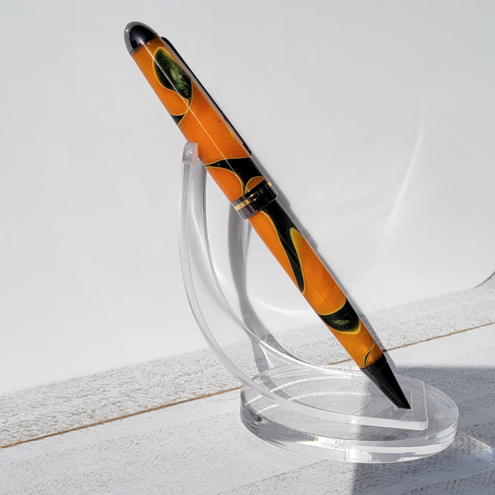 #16 Euro Style Pen - Orange and Black Acrylic