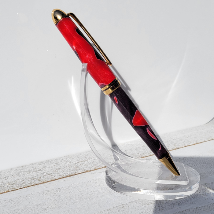 #10 Euro Style Pen - Red and Black Acrylic