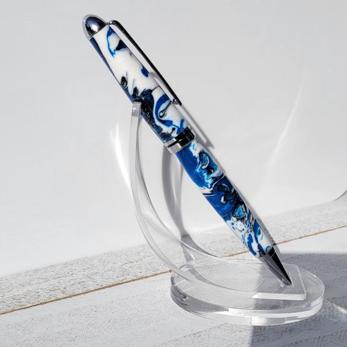 #14 Euro Style Pen - Blue and White Acrylic