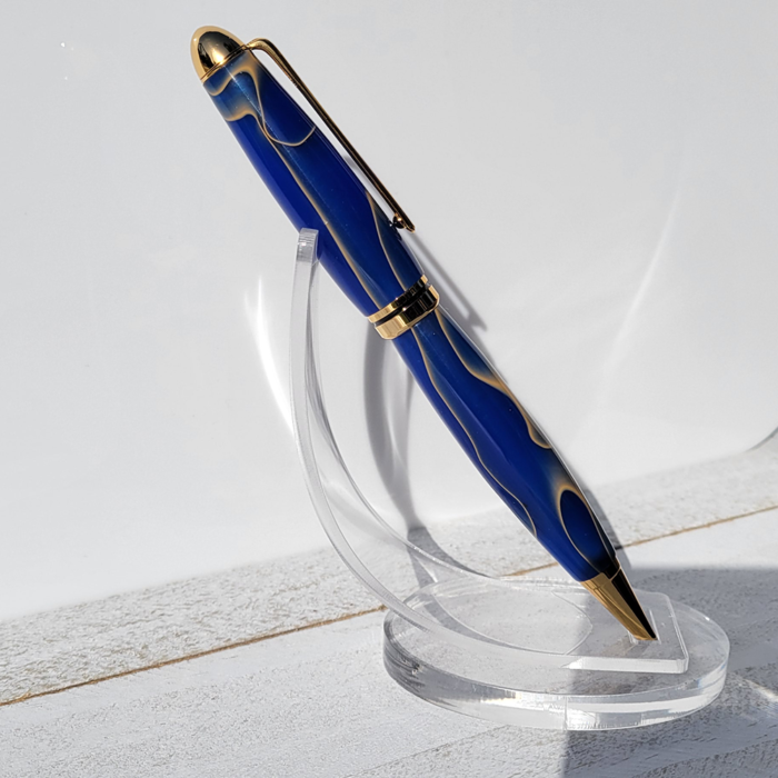 #20 Euro Style Pen - Blue and Gold Acrylic